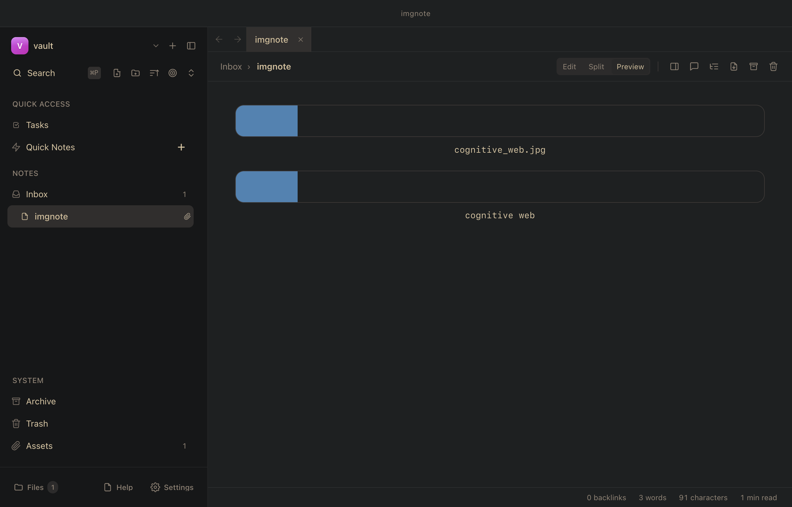After: the same note shows two tidy 100x50 thumbnails with clean captions.